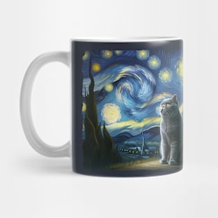 Chartreux Starry Night Inspired - Artistic Cat Mug